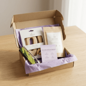 Slow Wind morning ritual box with matcha incense, massage set and herbal tea